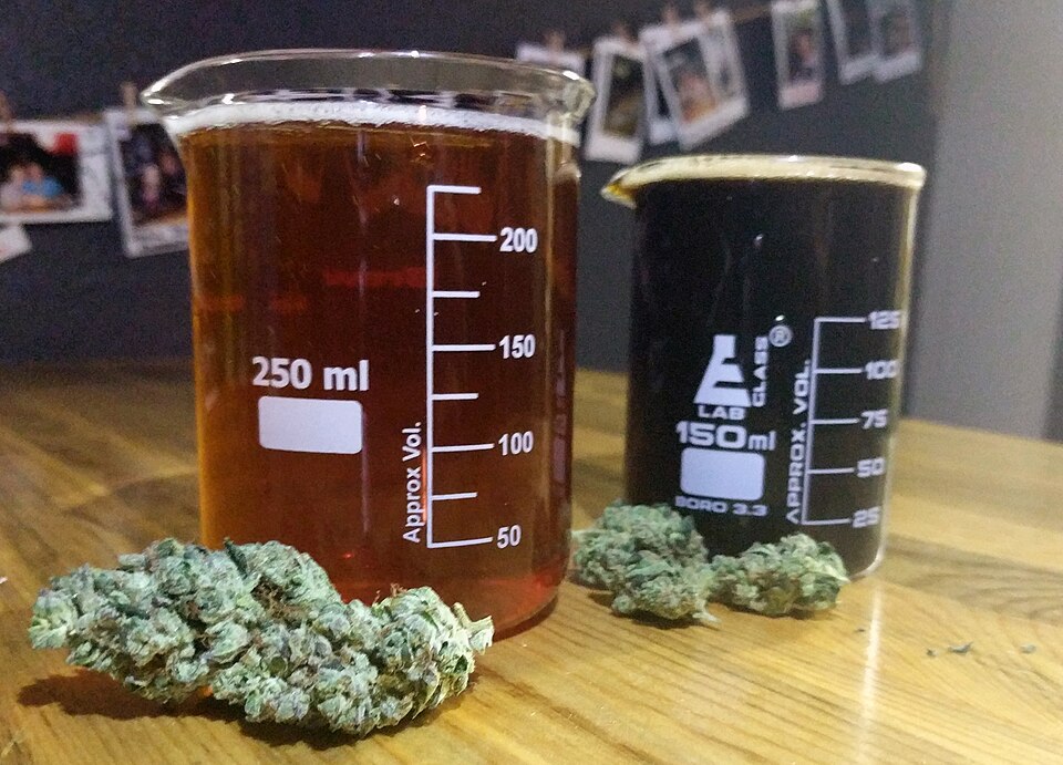 Cannabis flower on a counter